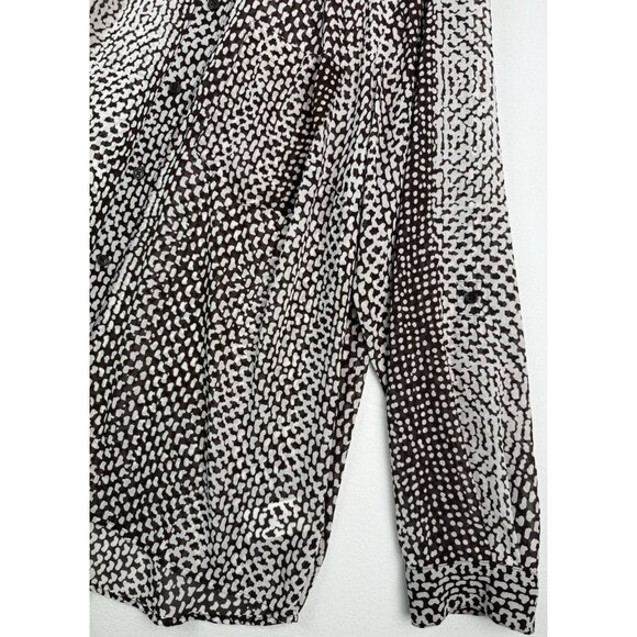 MICHAEL KORS Sheer‎ Blouse Tunic Brown/White Roll-Tab Sleeve Button Down NWT 1X - Picture 3 of 9
